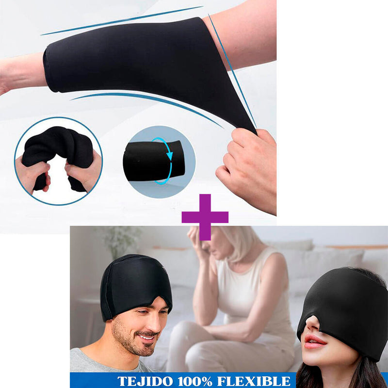 Pack Cojín de gel para rodillos mixtos y Gorro de gel para tratamiento del dolor